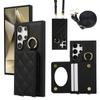 Capa para Celular Samsung S26 Ultra Transversal com Porta-Cartões, S25 S24 Fe Capa Protetora de Celular com Porta-Cartões Xadrez