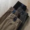 Pantalones Otoño e Invierno Textura de Sarga Cómodos Versátiles de Negocios Rectos Holgados Caqui Pantalones Casuales para Hombre