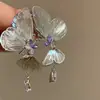 Pendientes de Mariposa Morados Frescos con Circonita Hueca para Mujer, Lujo Accesible, Pendientes de Moda de Estilo Exquisito y Fresco, Venta Caliente en Xiaohongshu