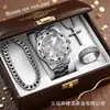 Popular Set de Relojes para Hombre con Correa de Acero y Decoración de Tres Ojos, Reloj de Cuarzo con Esfera Grande, Reloj de Negocios para Hombre, Relojes para Hombre al por Mayor