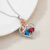 Collar Doble Corazón Rosa Knn-322 para Mujer, Cadena para Clavícula de Diseño Original de Nicho con Accesorios de Colgante de Diamante