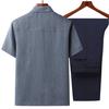 Roupa de Algodão e Linho do Papai Camisa de Manga Curta de Verão Roupas Masculinas Camisa Fina de Verão plus size para Avô de Meia-idade e Idoso