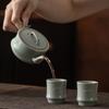 Azul Cielo Como un Lago, una Tetera y Dos Tazas, Juego de Té de Cerámica Ru Kiln para Uso Doméstico, Sencillo Juego para Beber Té Estilo Chino