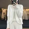 Cárdigan de Lana Pura para Mujer Cuello Redondo Industria Pesada Suéter de Ganchillo Chaqueta Holgada Dulce Casual Suéter de Lana Top Tejido