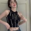 Verano Nuevo Colgante de Borla de Perla Chaleco de Celebridad Chica Sexy Caliente Diseño de Tirante Colgante Top Sin Mangas Mujer
