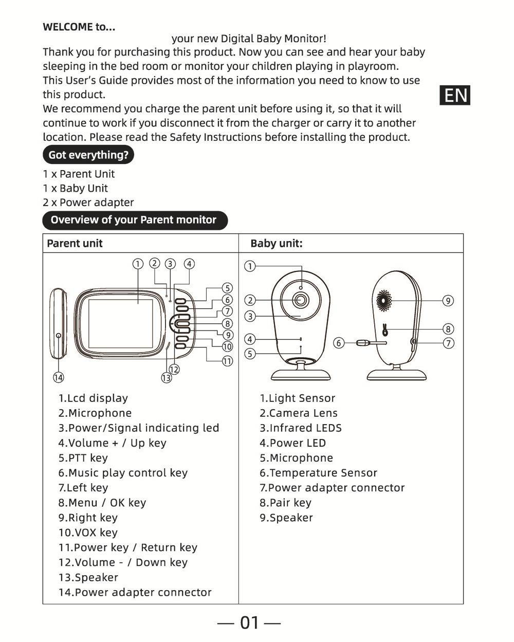 VB609 无线婴儿看护器 2.4G数字无线宝宝监视器 3 