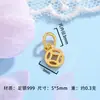 Plata Pura 999 Símbolo de Paz y Riqueza Salud Colgante Cascabel con Forma de Serpiente Chapado en Oro Pulsera Encanto Collar