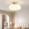 Lámpara de Techo para Dormitorio Color Crema Estilo Francés, Lámpara de Calabaza Nueva, Iluminación Artística para Estudio Acogedor Vintage, Dormitorio Principal