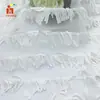 Bordado Solúvel em Água Novo Produto Tecido Bordado com Miçangas na Barra de Saia com Franjas Ponto Tridimensional Tecido Bordado com Lantejoulas