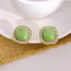 Brincos Quadrados Geométricos Estilo Coreano com Agulha de Prata e Diamantes, Brincos Modernos e Elegantes para Mulheres, Versáteis e de Alto Padrão