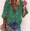 Otoño e invierno transfronterizo Europa y Estados Unidos comercio exterior nueva camisa de mujer floral con cuello en V moda casual estampado camisa de manga larga Mujeres