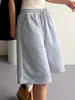 Shorts Esportivos Cinza para Mulheres, Calças Finas de Cinco Pontos para Verão para Usar por Cima, Calças Casuais Largas e Soltas para Corrida, Calças de Cintura Média com Cordão