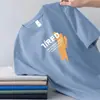 Camiseta Masculina de Manga Curta para o Verão Estilo Coreano Soltinha Camiseta Básica Tamanho Grande Estampada Manga Meia Manga Tops Estilo Casal para Homens 1/2 Peça