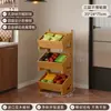 Estante de almacenamiento de verduras para cocina, de pie, multicapa, móvil, carrito de frutas de madera maciza, estante para almacenamiento y organización de bocadillos para el hogar