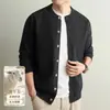 Cárdigan de punto de manga larga para hombre, mezcla de lana, estilo "old money" para otoño e invierno, sin cuello, chaqueta suéter sencilla, en stock