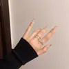 Anel de Amor Elegante com Esmalte Dupla Camada para Mulheres, Luxo Leve, Design de Nicho, Anel Empilhável para Dedo