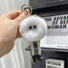 Lindo Conejo Rex de Peluche Llavero para Coche Colgante con Piernas Largas y Bolitas de Carbón Pequeñas, Adorno de Piel para Mochila de Bola de Felpa Regalo