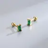 Nuevos Pendientes de Tornillo Rectangulares de Diamante Moda Europea y Americana para Mujer Elegantes Pendientes de Circonita Joyería de Lujo Ligero de Ins