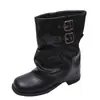 Botines Duiduizi de pierna ancha y tacón grueso, falda plisada de otoño, nuevo modelo 2026, negro, combinados con botines Martin de motociclista para mujer