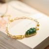 Pulsera Xirui S925 de plata esterlina chapada en oro con jade hetiano natural, joyería de moda con temperamento para regalar.