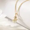 Nuevo collar de perlas de circón con microincrustaciones de diamantes completos en espiral bañado en oro de 14 quilates, colgante de alta calidad con forma de gota de agua, de temperamento