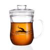 Taza de té de vidrio resistente al calor engrosada con tapa filtro taza para té de burbujas taza para beber transparente con asa taza para té de flores