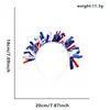 Diadema a rayas de colores del Día de la Independencia de América, accesorio para el cabello de diadema de oropel con estrellas rojas, plateadas y azules, accesorio para foto de disfraz de fiesta festiva