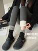 Pantalones de Algodón Nube Acanalados Gris Oscuro Forro Polar Alta Calidez para Mujer Otoño e Invierno Leggings Cintura Alta Adelgazantes Cálidos Ajustados Sin Enrollarse