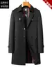 Gabardina de hombre boutique transfronteriza, de longitud media, primavera y otoño, casual de negocios, para padres de mediana edad, corte holgado, abrigo de hombre sin arrugas