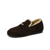 Invierno 2024 Todo Combinable Cómodos Zapatos Retro Mao Slip-on para Mujer Punta Redonda Tacón Bajo Oro Birkenstock Piel de Cordero Zapatos de Nieve