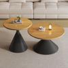 Mesa de centro extraíble de madera maciza de estilo francés, para apartamento pequeño, sala de estar, mesa auxiliar de estilo medio, mesa de té pequeña, mesa redonda moderna de tamaño simple