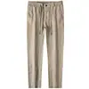 Pantalones de Lino 100% de Alta Gama Verano Finos Transpirables para Hombre Holgados Rectos con Cordón Cintura Holgada Casuales de Lino