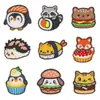 Parches Bordados de Animales de Comida Lindos, Adorables Parches de Sushi y Hamburguesa de Dibujos Animados Termoadhesivos, Divertidos Accesorios Hechos a Mano para Ropa
