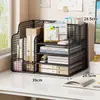 Estante de escritorio para archivos, estante multifuncional de oficina para archivos, estante de escritorio multicapa compartimentado para almacenamiento de documentos, estante organizador de libros