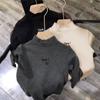 Camisa de forro polar para niños, otoño e invierno, estampada, color sólido, nueva, de cuello medio alto, para niñas de talla mediana, estilo coreano, cálida.
