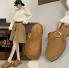 2026 Nuevas Mules Cuadradas Vintage con Hebilla, Punta Cerrada, Slip-On para Mujer, Suela Suave, Cómodas, Versátiles, Pantuflas Casuales