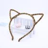Diadema de metal con orejas de gato para niños, estilo coreano, para adultos, de peluche, con estampado de leopardo