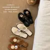 Sandalias Cuadradas Planas de Punta Abierta con Hebilla Redonda de Mármol para Ropa de Exterior, Chanclas de Tira Fina Abiertas en la Punta para Mujer, Estilo Veraniego de Vacaciones
