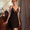 Vestido de tirantes anti-convexo Huaying de seda helada similar a la seda satén de seda encaje sexy camisón para mujer traje de camisón de encaje ropa de casa