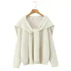 Outono Novo Estilo Francês Preguiçoso Xale de Múltiplas Formas de Usar Conjunto de Duas Peças Suéter Moda Loose Pulôver Malha Feminino
