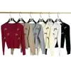 Cárdigan de Punto con Lazo Estilo Chanel para Mujer, Principios de Otoño Dulce Picante Chica Pura Deseo Top Corto, Camiseta Base con Mangas Abullonadas Suéter