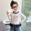 2026 Meninas Primavera e Outono Novo Manga Longa Simples Estampa de Desenho Animado Fofo Moda Blusa Versátil Confortável Tendência Infantil