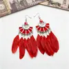 Pendientes de Plumas Bohemios Retro Pendientes de Borla Largos de Verano Moda Retro Estilo Étnico Accesorios para Orejas Pendientes