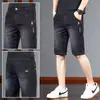Shorts Jeans Masculino Novo Estilo Verão 2025, Corte Reto Solto com Zíper, Moda Tendência Casual na Altura do Joelho para Homens