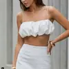 Camisola de férias na praia FCB, feminina de verão inspirada em dopamina, volumosa, arejada, cetim e estilo ultra-curto