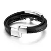 Estilo Punk Pulsera de Cuero con Ancla de Acero Inoxidable Cuero Trenzado Multicapa Joyería Personalizada Pulsera de Acero de Titanio Joyería de Moda