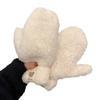 Guantes de Ciclismo de Invierno Gruesos Cálidos Antifrío con Forro Polar de Lana de Cordero con Parche de Oso para Mujeres con Correa para el Cuello para Evitar la Pérdida para Estudiantes
