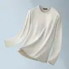 Camiseta de Manga Larga de Algodón Mercerizado de Alta Gama con Amoníaco Líquido para Hombre, Primavera y Otoño 2026, Camiseta Básica de Manga Corta de Color Sólido con Sensación Fresca para Hombre