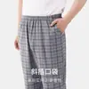 Pantalones de pijama de algodón finos de verano para adultos mayores de mediana edad tejidos en primavera, pantalones de casa de algodón para padre, hombre mayor, una generación de pelo