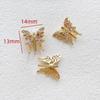 Cuentas espaciadoras de mariposa chapadas en oro de 14 quilates con preservación del color, incrustadas con circonita, para pulsera, collar, accesorios de joyería con cuentas de perlas